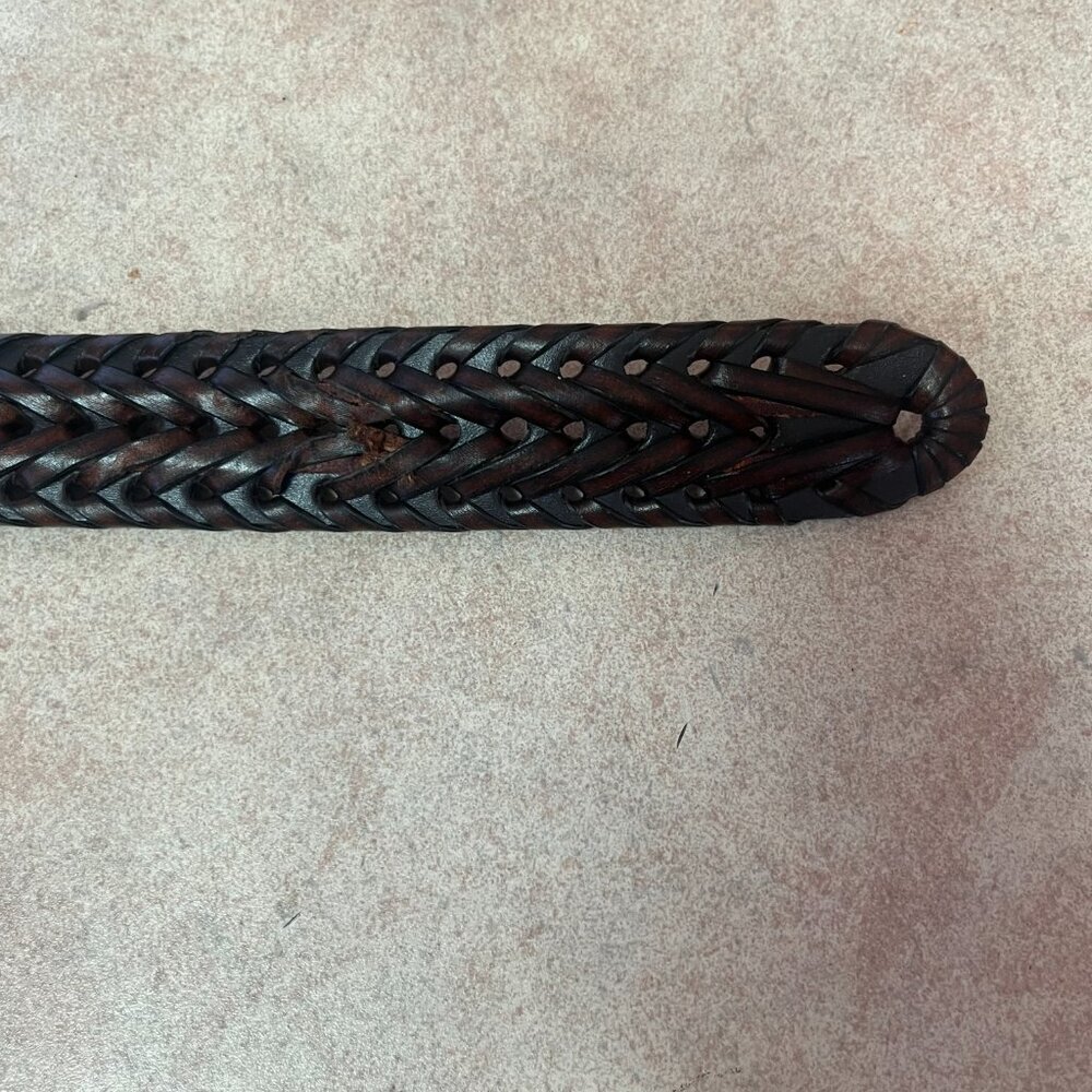 Dockers Braided Woven Brown Leather Western Belt Unisex - Picture 7 of 9